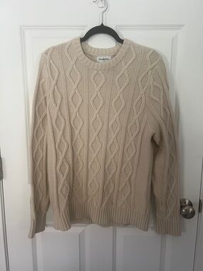 Goodfellow & Co Cream Cable Crewneck Sweater